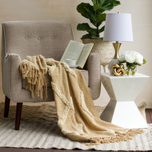 Load image into Gallery viewer, Modern Tribal Tufted Cotton Throw - Champagne Gold