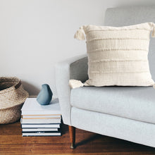 Load image into Gallery viewer, Wide Cream Stripes Cotton Pillow Cover with Tassels