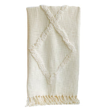 Load image into Gallery viewer, Modern Tribal Tufted Cotton Throw - Cream

