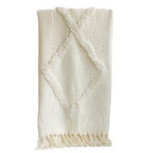 Load image into Gallery viewer, Modern Tribal Tufted Cotton Throw - Cream
