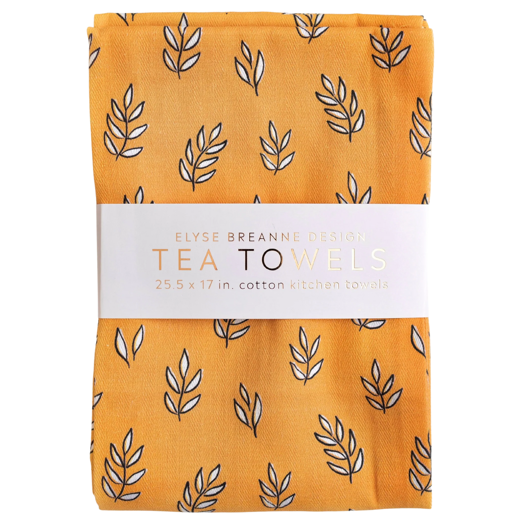 Boho Leaves Tea Towels - Pack of 2