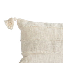 Load image into Gallery viewer, Wide Cream Stripes Cotton Pillow Cover with Tassels
