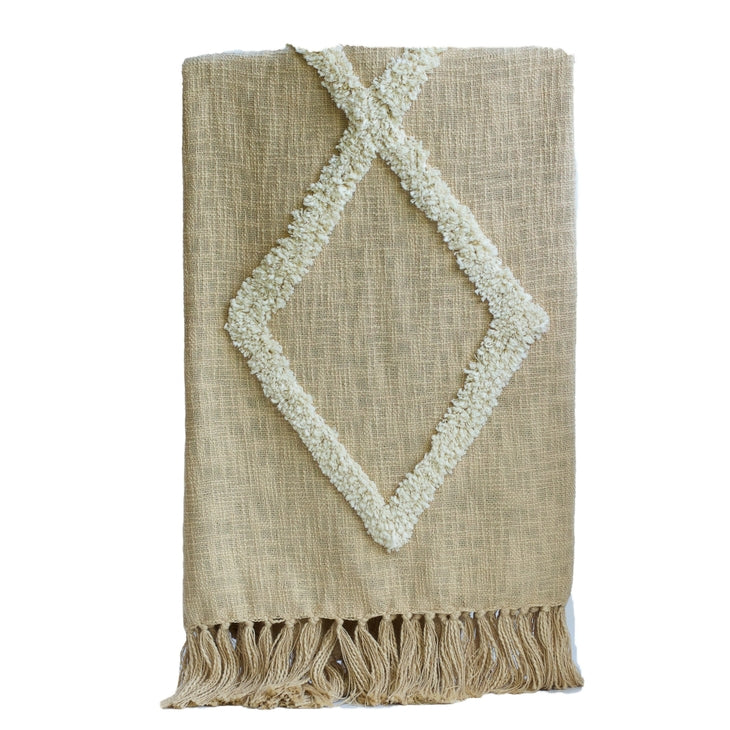 Modern Tribal Tufted Cotton Throw - Champagne Gold