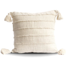 Load image into Gallery viewer, Wide Cream Stripes Cotton Pillow Cover with Tassels
