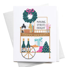 Load image into Gallery viewer, Holiday Liquor Bar Cart Greeting Card
