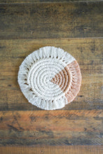 Load image into Gallery viewer, Macrame Fringe Coaster - Natural/Coffee