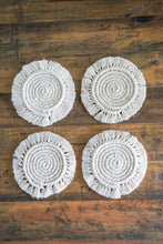 Load image into Gallery viewer, Macrame Fringe Coaster - Set of 4 Natural