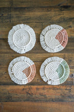 Load image into Gallery viewer, Macrame Fringe Coaster - Set of 4 Assorted