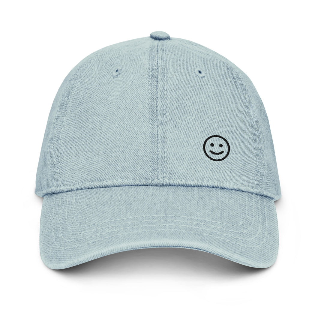 Smiley Embroidered Denim Hat
