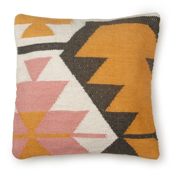Desert Kilim Geometric Pillow, Blush