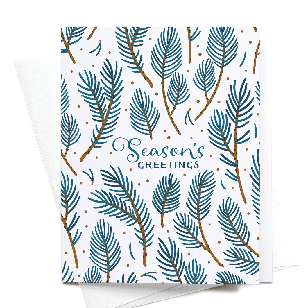 Season's Greetings Winter Spruce Greeting Card