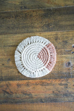 Load image into Gallery viewer, Macrame Fringe Coaster - Natural/Dusty Rose
