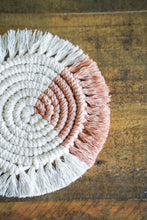 Load image into Gallery viewer, Macrame Fringe Coaster - Natural/Dusty Rose
