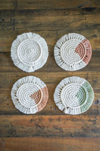 Load image into Gallery viewer, Macrame Fringe Coaster - Set of 4 Assorted
