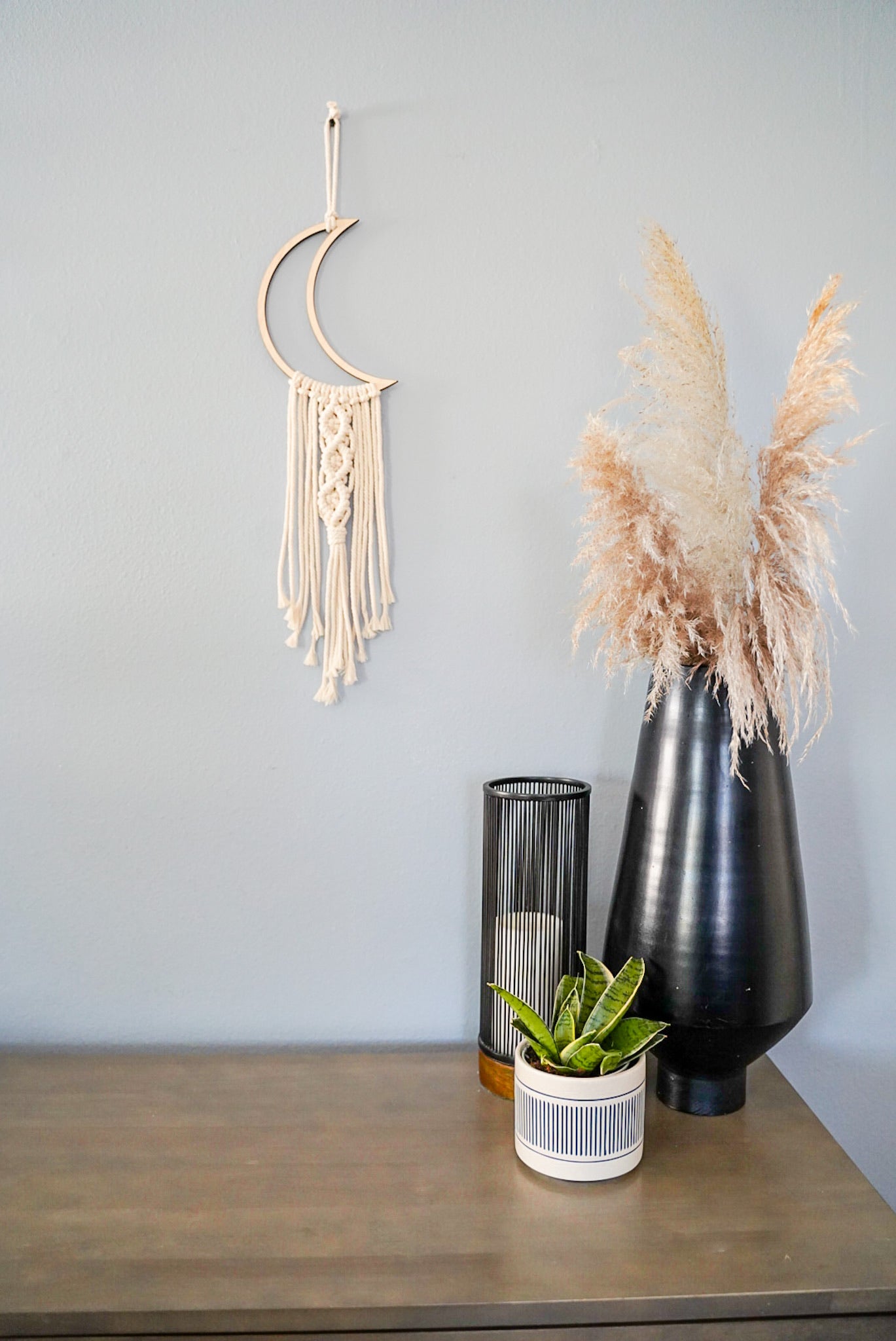 Wood Wall Hanging Macrame  Made Locally by Moon Macrame Modern